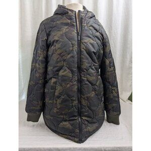 1 Madison Expedition large reversible sherpa and camo mid length parka, jacket